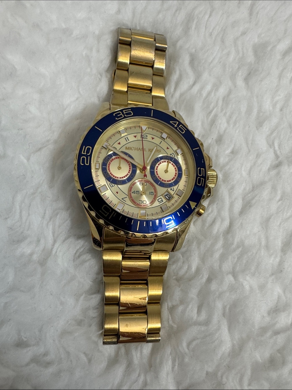 Michael Kors Gold Watch with Blue Bezel